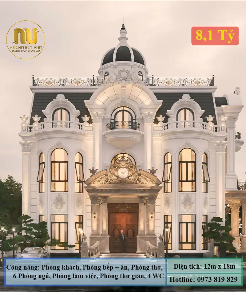 Mẫu Nhà Cổ Điển Pháp 200m2 – Dấu Ấn Kiến Trúc Hoàng Gia