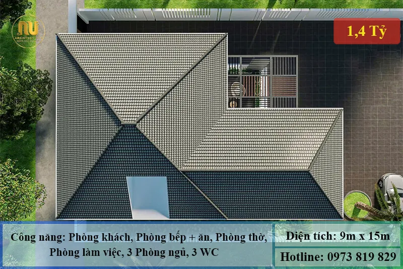 Mẫu Nhà Mái Nhật 9x15m Hiện Đại