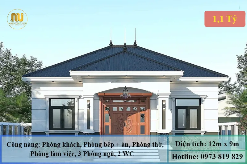 Mẫu Nhà Mặt Tiền 12m Sâu 9m Đẹp Sang Trọng