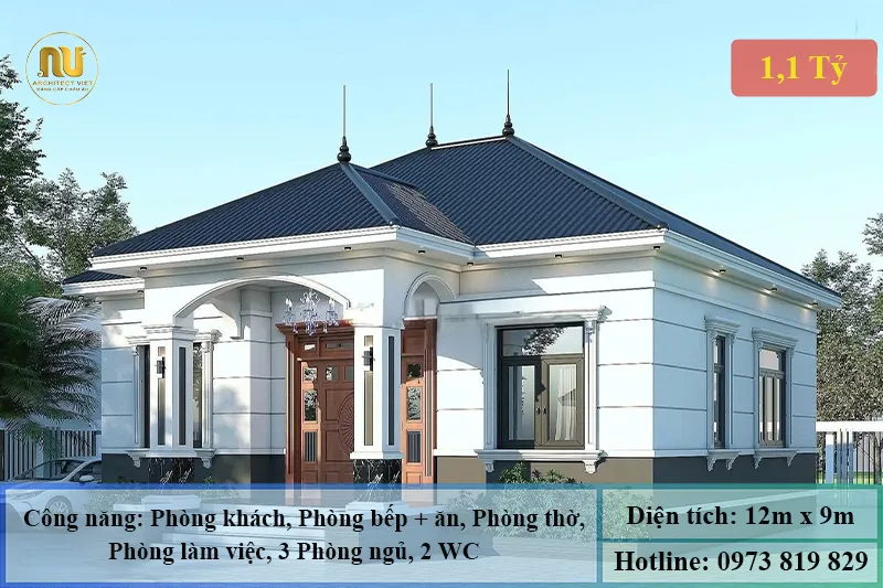 Mẫu Nhà Mặt Tiền 12m Sâu 9m Đẹp Sang Trọng