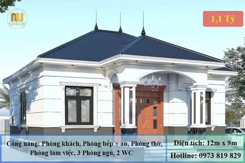 Mẫu Nhà Mặt Tiền 12m Sâu 9m Đẹp Sang Trọng