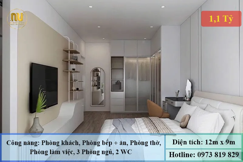 Mẫu Nhà Mặt Tiền 12m Sâu 9m Đẹp Sang Trọng