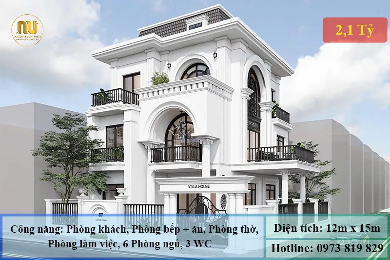 Mẫu Nhà Mặt Tiền 12m Tân Cổ Điển – Kiến Trúc Sang Trọng