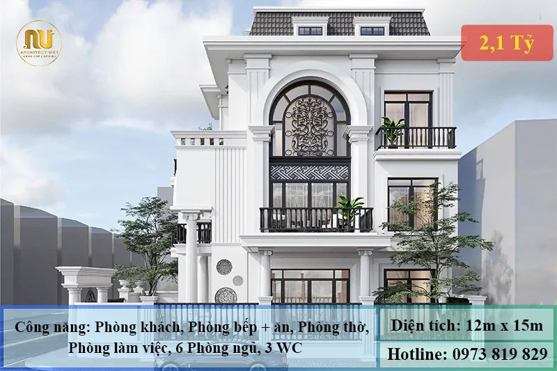 Mẫu Nhà Mặt Tiền 12m Tân Cổ Điển – Kiến Trúc Sang Trọng