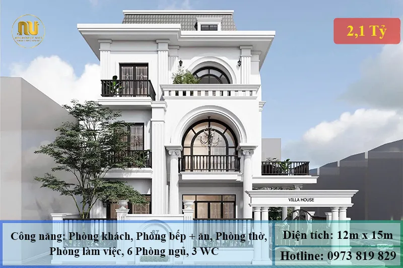 Mẫu Nhà Mặt Tiền 12m Tân Cổ Điển – Kiến Trúc Sang Trọng