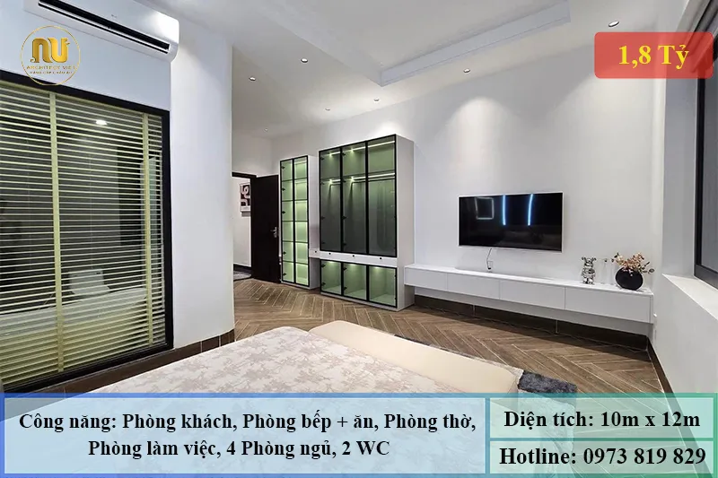 Mẫu Nhà Ngang 10m Sâu 12m Mái Nhật