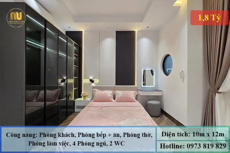 Mẫu Nhà Ngang 10m Sâu 12m Mái Nhật