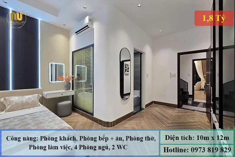 Mẫu Nhà Ngang 10m Sâu 12m Mái Nhật