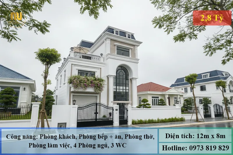 Mẫu Nhà Ngang 12m Sâu 8m 3 Tầng