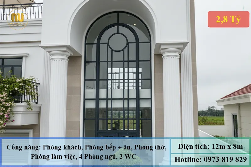 Mẫu Nhà Ngang 12m Sâu 8m 3 Tầng