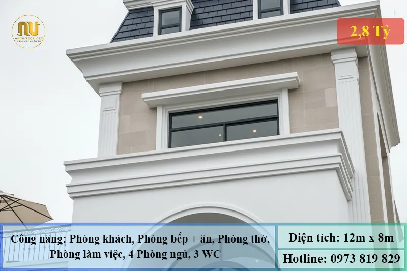 Mẫu Nhà Ngang 12m Sâu 8m 3 Tầng