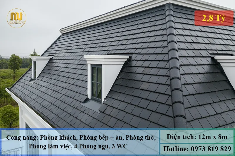 Mẫu Nhà Ngang 12m Sâu 8m 3 Tầng