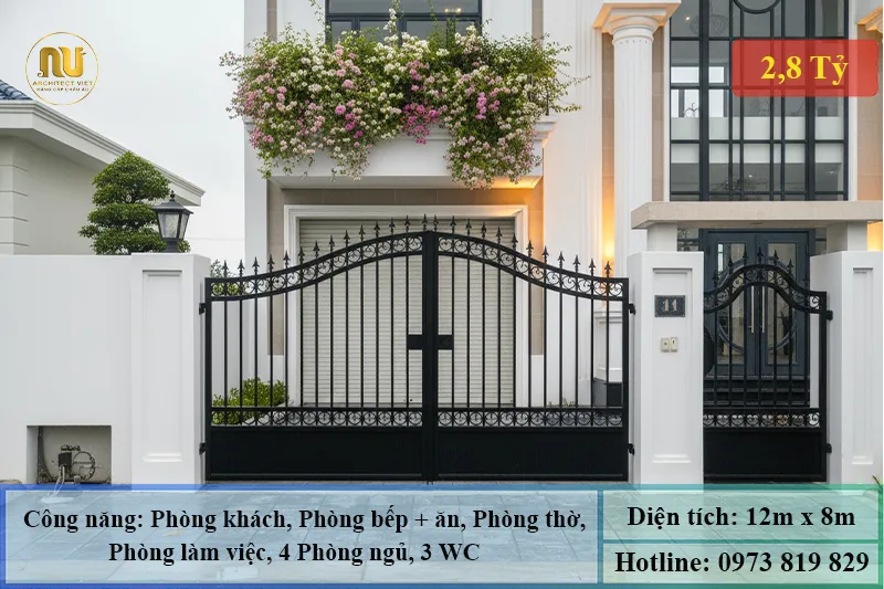 Mẫu Nhà Ngang 12m Sâu 8m 3 Tầng