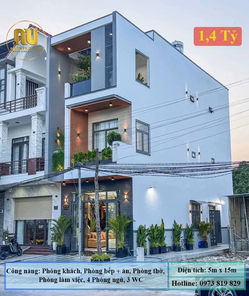 Mẫu Nhà Phố 5x20m 3 Tầng Hiện Đại