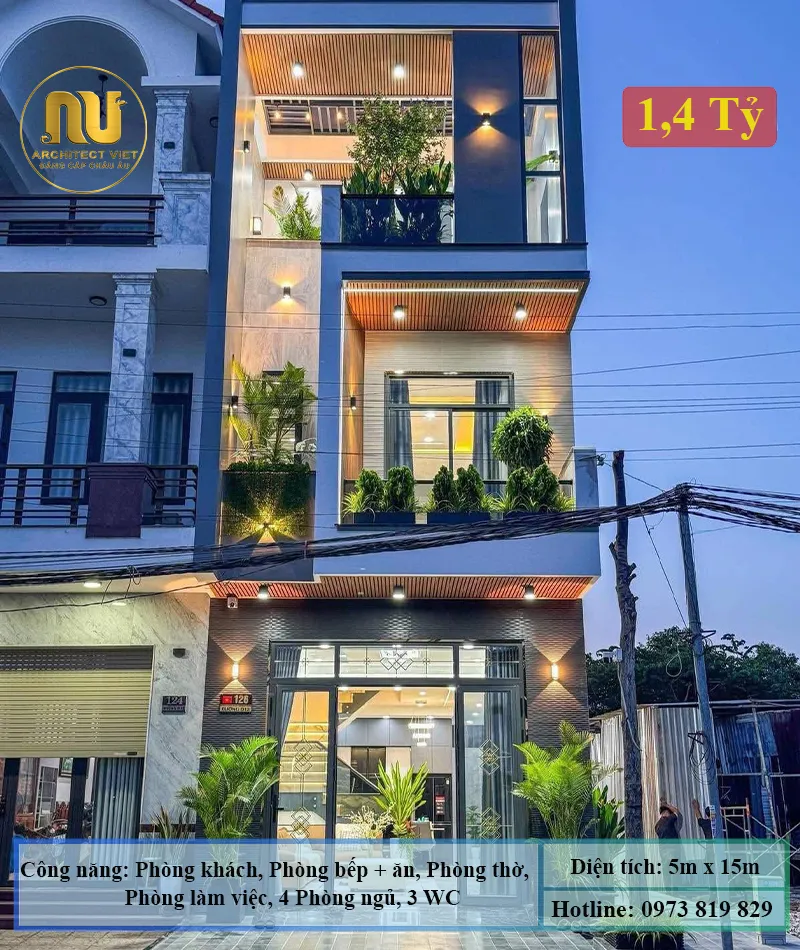 Mẫu Nhà Phố 5x20m 3 Tầng Hiện Đại