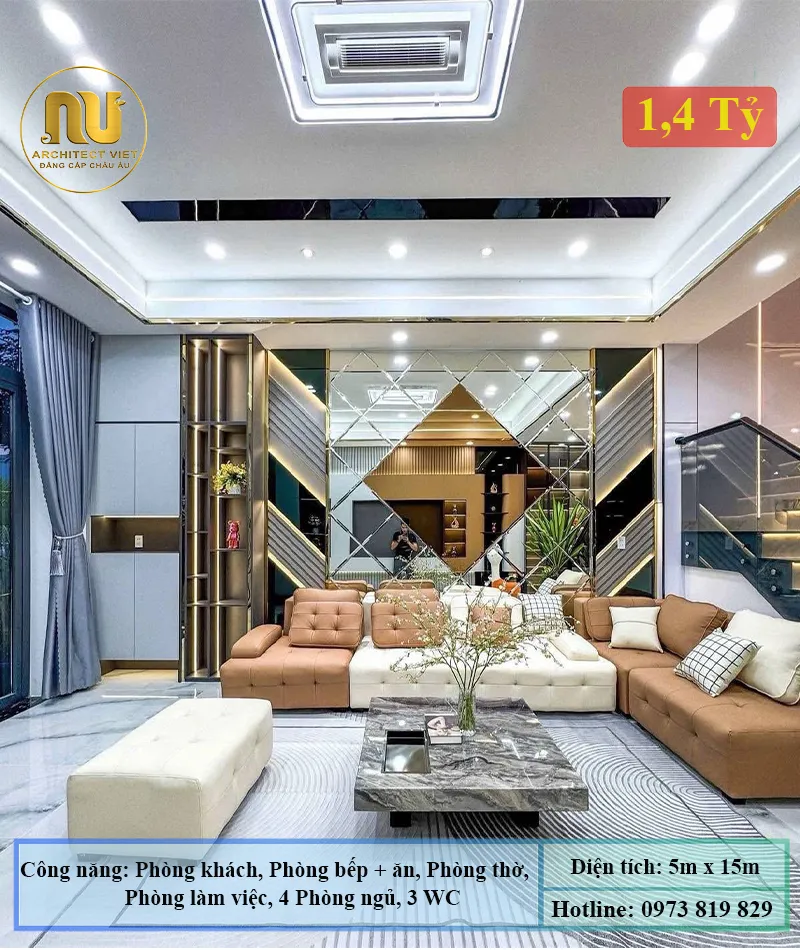 Mẫu Nhà Phố 5x20m 3 Tầng Hiện Đại