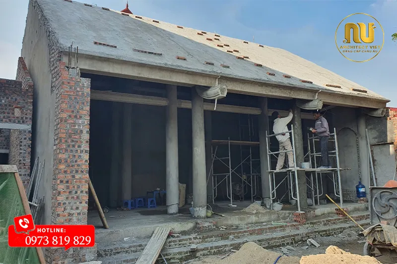 Mẫu Nhà Thờ Họ 40m2 Giả Gỗ – Vẻ Đẹp Cổ Kính