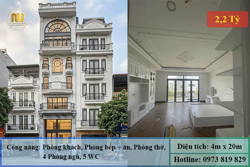 Khám Phá Mẫu Nhà Ống 5 Tầng 4x20m Tân Cổ Điển