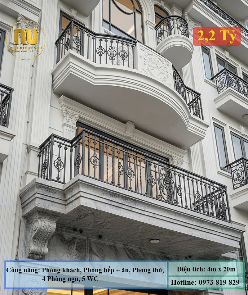 Khám Phá Mẫu Nhà Ống 5 Tầng 4x20m Tân Cổ Điển