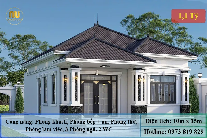 Mẫu Nhà 150m2 1 Tầng Đẹp Sang Trọng