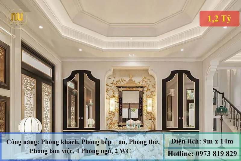 Mẫu Nhà 2 Tầng 9x14m Tân Cổ Điển Sang Trọng