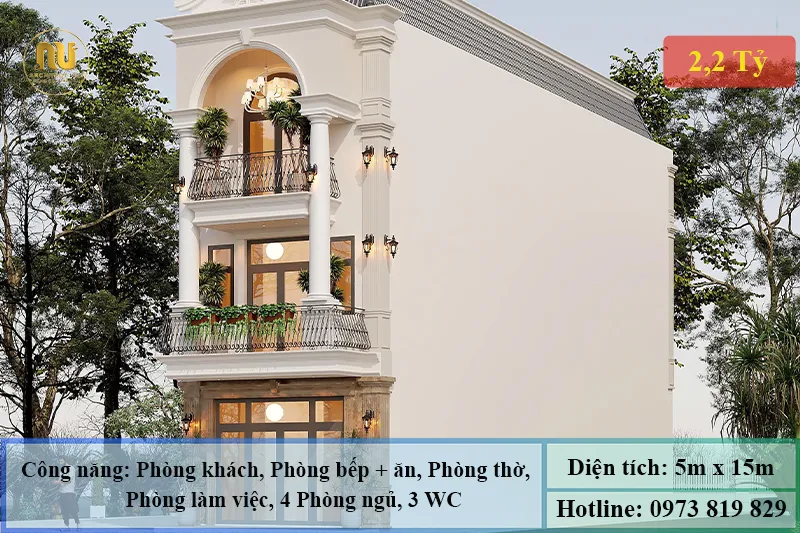 Nhà 3 Tầng 5x15m Tân Cổ Điển – Vẻ Đẹp Sang Trọng