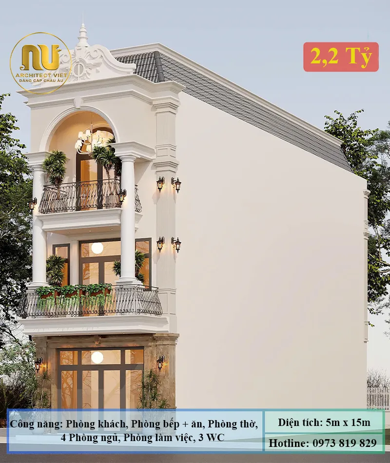 Nhà 3 Tầng 5x15m Tân Cổ Điển – Vẻ Đẹp Sang Trọng