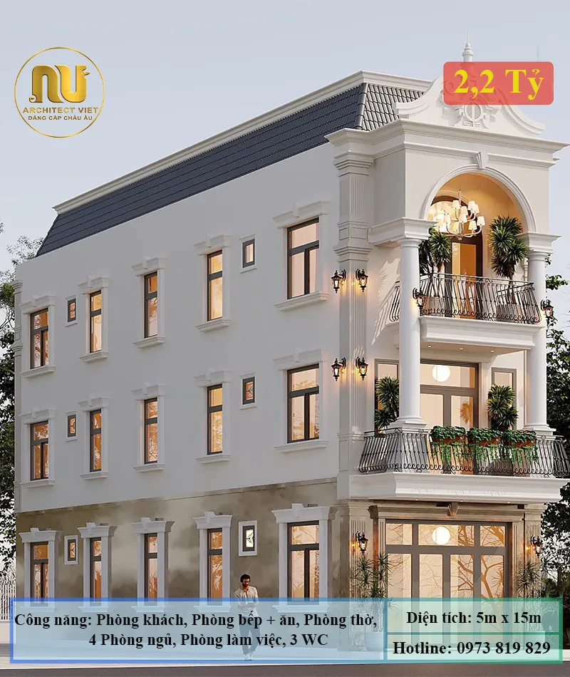 Nhà 3 Tầng 5x15m Tân Cổ Điển – Vẻ Đẹp Sang Trọng