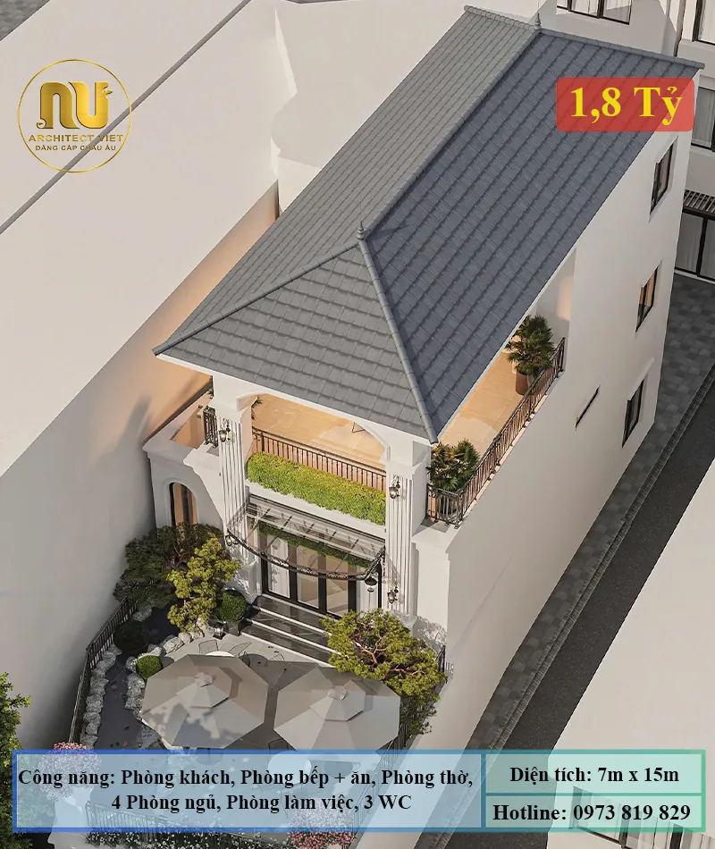 Mẫu Nhà 7x15 2 Tầng Sang Trọng, Hiện Đại