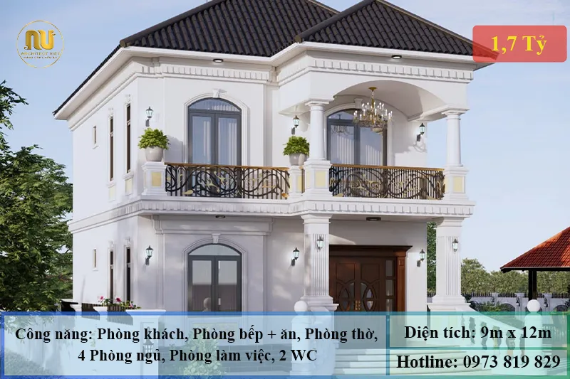 Mẫu Nhà 9x12m 2 Tầng Hiện Đại Sang Trọng