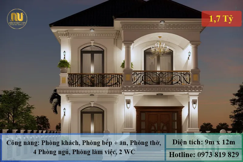 Mẫu Nhà 9x12m 2 Tầng Hiện Đại Sang Trọng