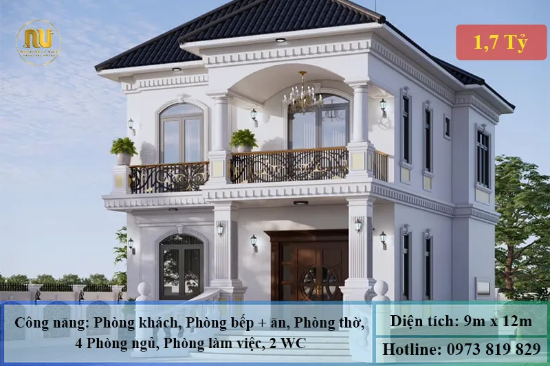 Mẫu Nhà 9x12m 2 Tầng Hiện Đại Sang Trọng
