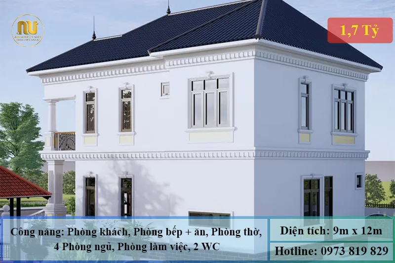 Mẫu Nhà 9x12m 2 Tầng Hiện Đại Sang Trọng