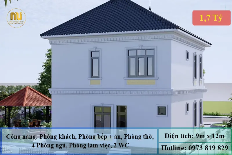 Mẫu Nhà 9x12m 2 Tầng Hiện Đại Sang Trọng