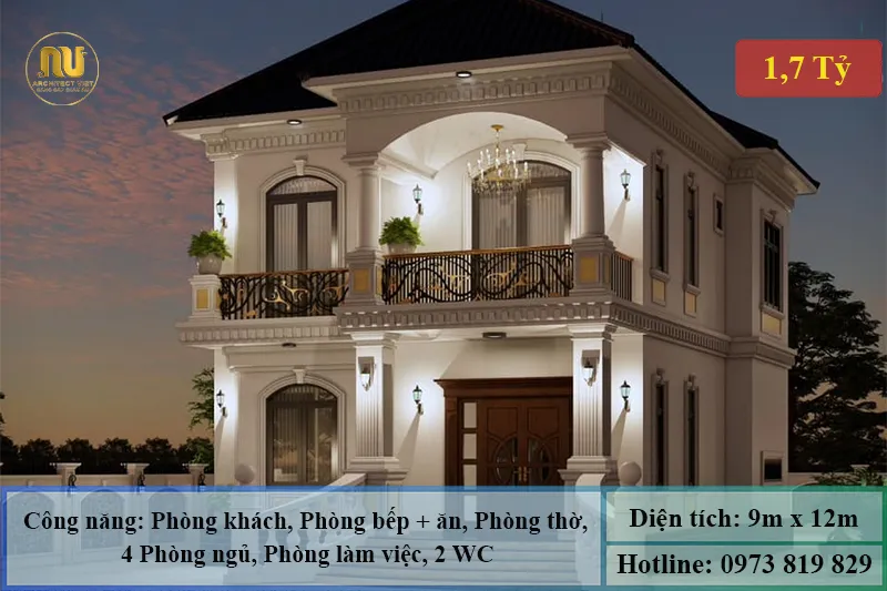 Mẫu Nhà 9x12m 2 Tầng Hiện Đại Sang Trọng