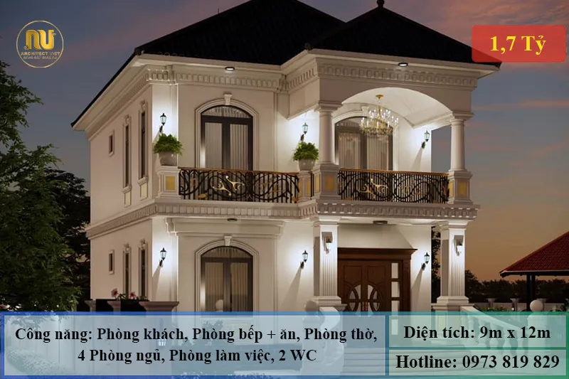 Mẫu Nhà 9x12m 2 Tầng Hiện Đại Sang Trọng