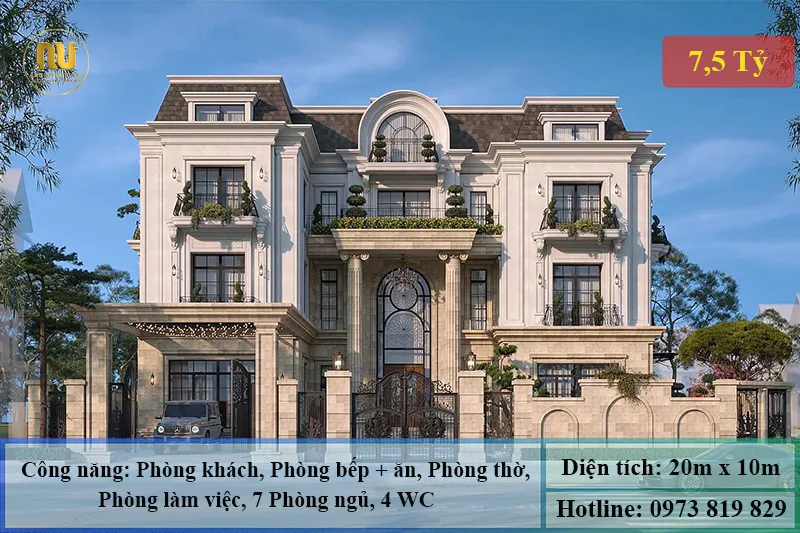 Mẫu Nhà Đẹp Mặt Tiền 10m Sang Trọng