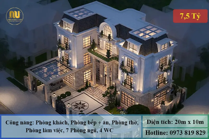 Mẫu Nhà Đẹp Mặt Tiền 10m Sang Trọng