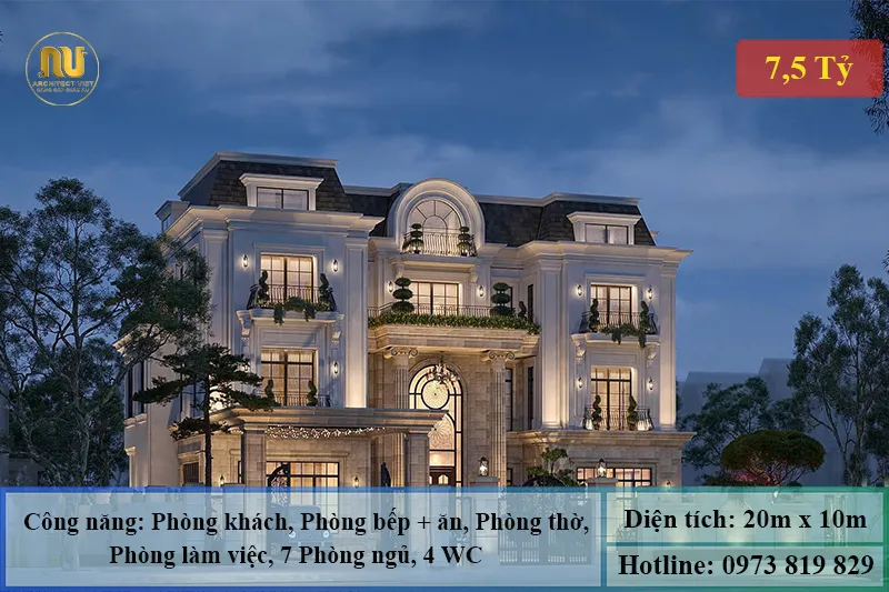 Mẫu Nhà Đẹp Mặt Tiền 10m Sang Trọng