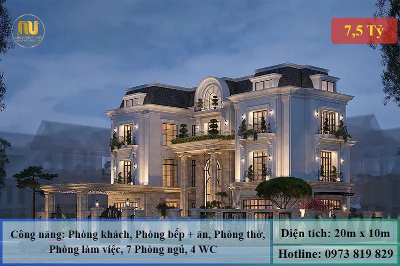 Mẫu Nhà Đẹp Mặt Tiền 10m Sang Trọng