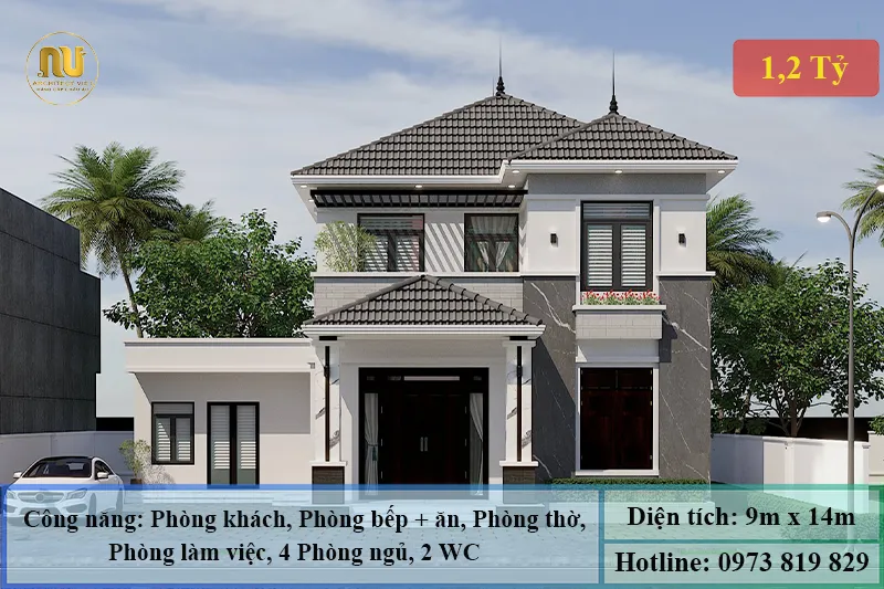 Mẫu Nhà Mái Nhật 9x14m 2 Tầng Hiện Đại – Giải Pháp Tối Ưu Tiện Nghi