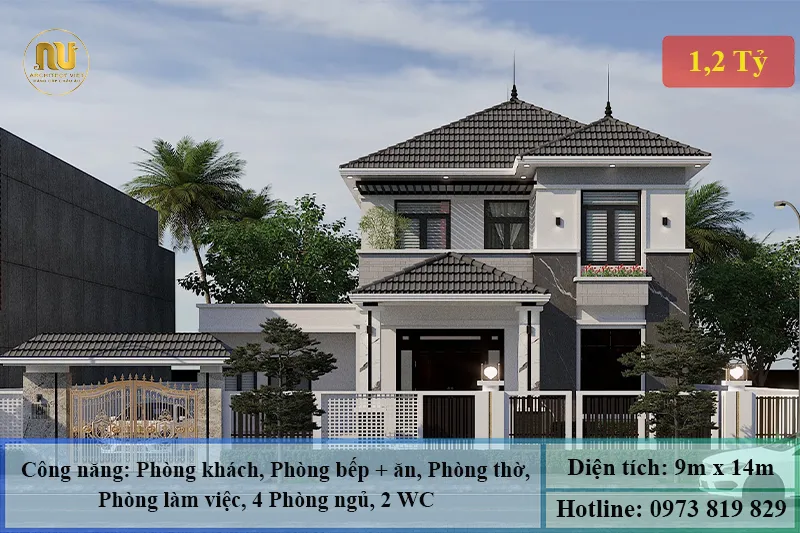 Mẫu Nhà Mái Nhật 9x14m 2 Tầng Hiện Đại – Giải Pháp Tối Ưu Tiện Nghi