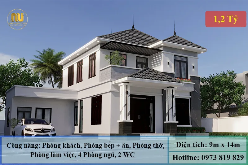 Mẫu Nhà Mái Nhật 9x14m 2 Tầng Hiện Đại – Giải Pháp Tối Ưu Tiện Nghi