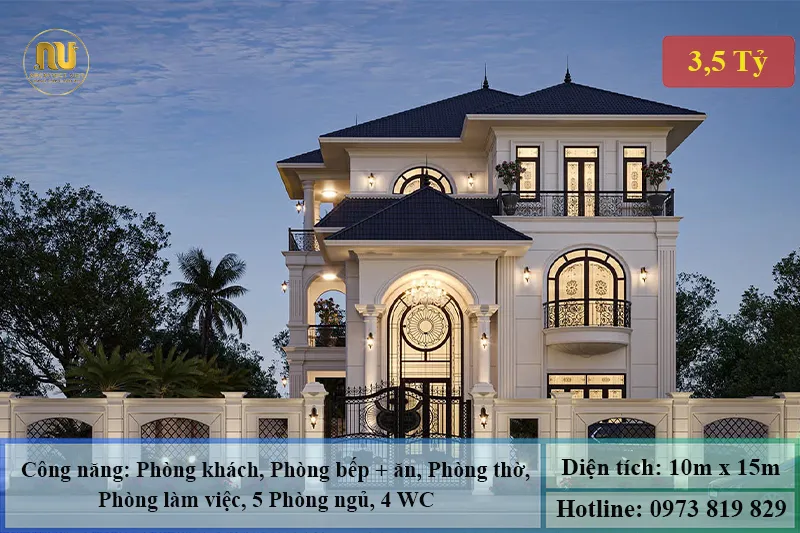 Mẫu Nhà Ngang 10m Dài 15m Sang Trọng