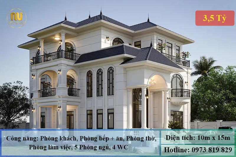 Mẫu Nhà Ngang 10m Dài 15m Sang Trọng