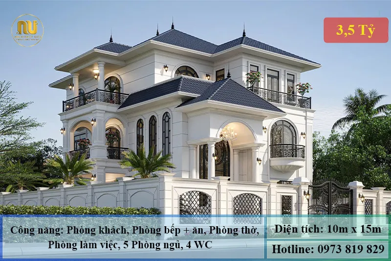 Mẫu Nhà Ngang 10m Dài 15m Sang Trọng