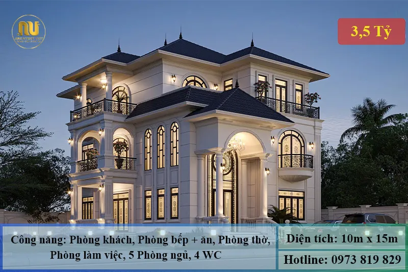 Mẫu Nhà Ngang 10m Dài 15m Sang Trọng