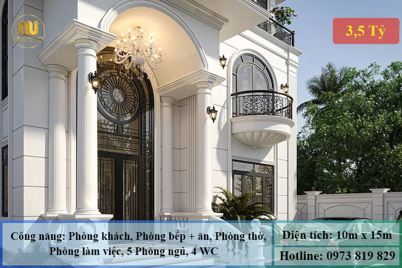 Mẫu Nhà Ngang 10m Dài 15m Sang Trọng