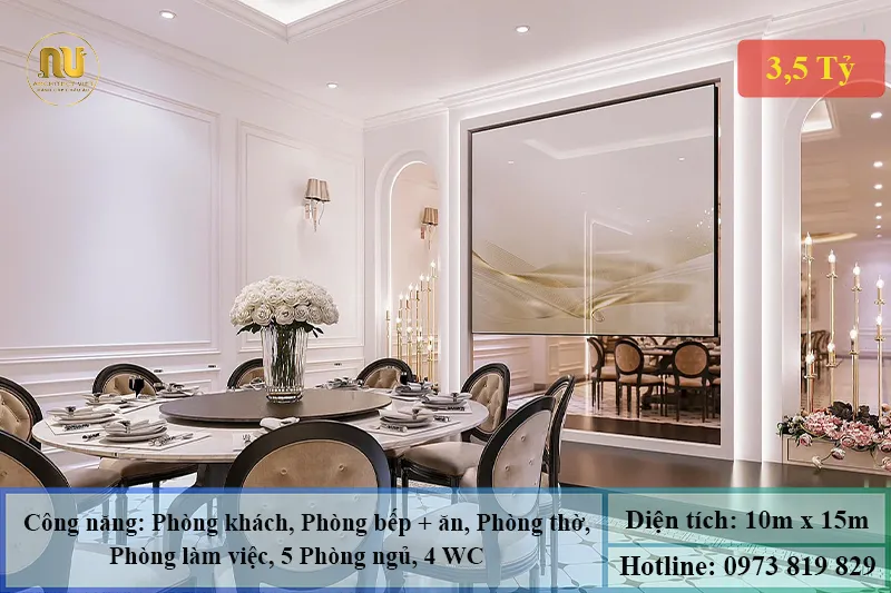 Mẫu Nhà Ngang 10m Dài 15m Sang Trọng