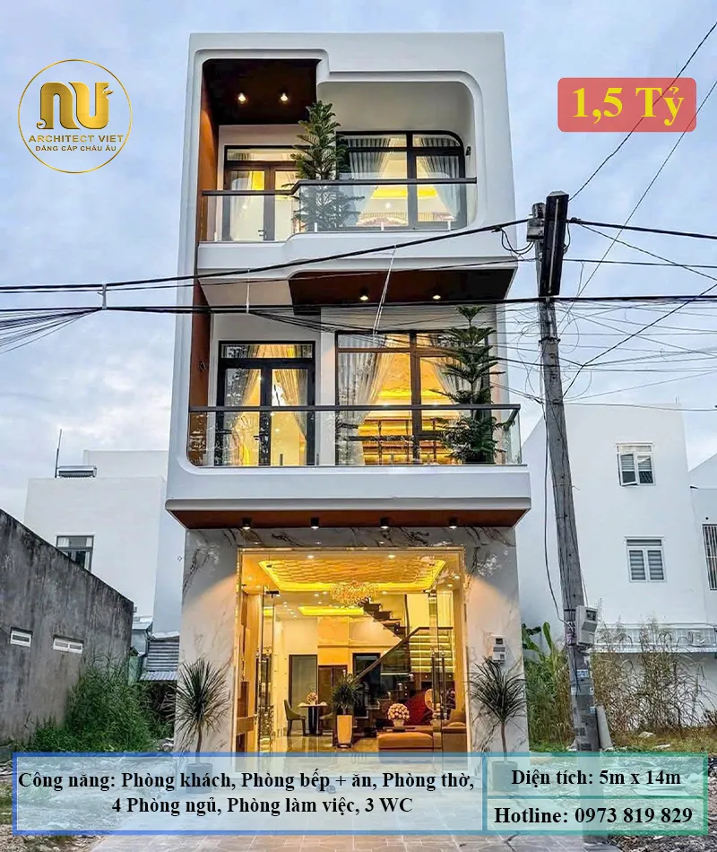 Mẫu Nhà Phố 5x14m Hiện Đại – Không Gian Thông Minh